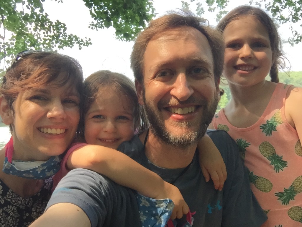 Katherine, Hazel, Chris, and Nancy Pickett on a hike in 2020
