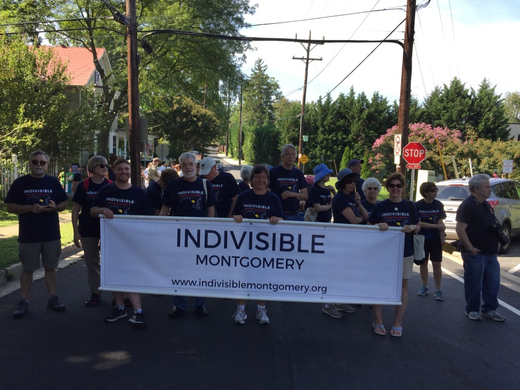 Indivisible Montgomery a the Kensington Labor Day Parade in 2017